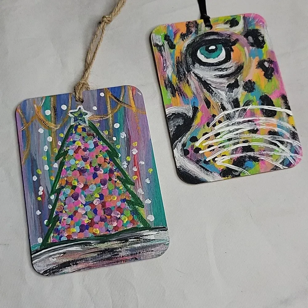 Set of 2 Handpainted Ornaments